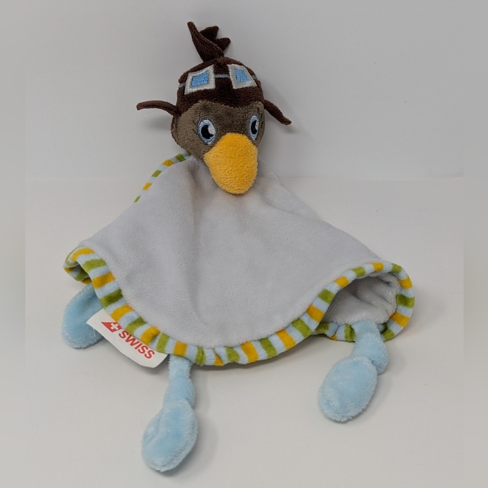 Swiss Airlines Duck Baby Lovey Plush Toy Security Blanket
